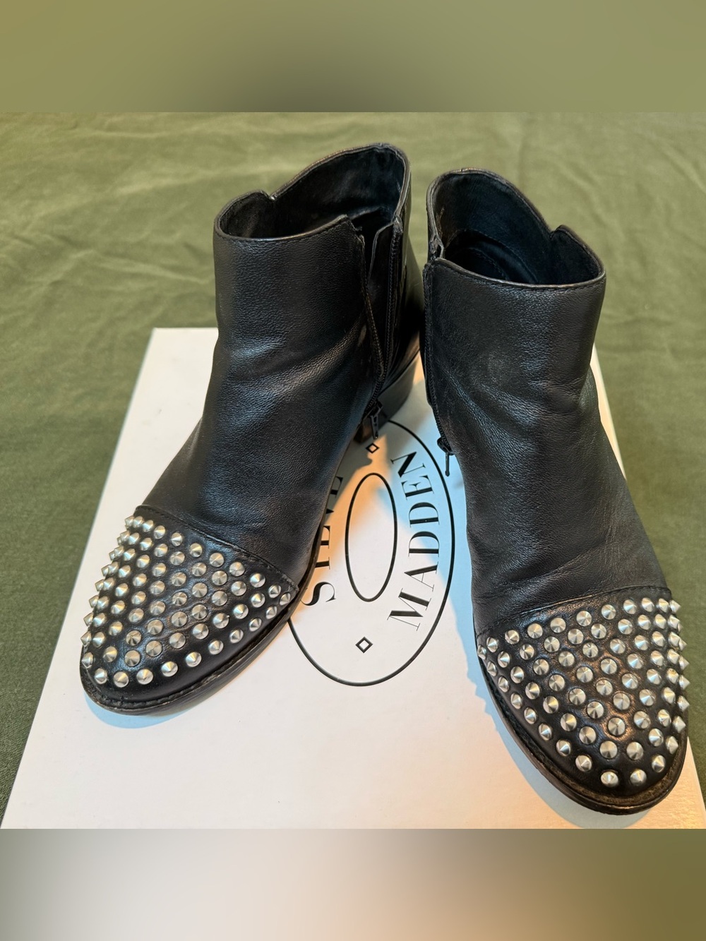 Size 8 1/2 Steve Madden Boots with Silver Stud Toecaps